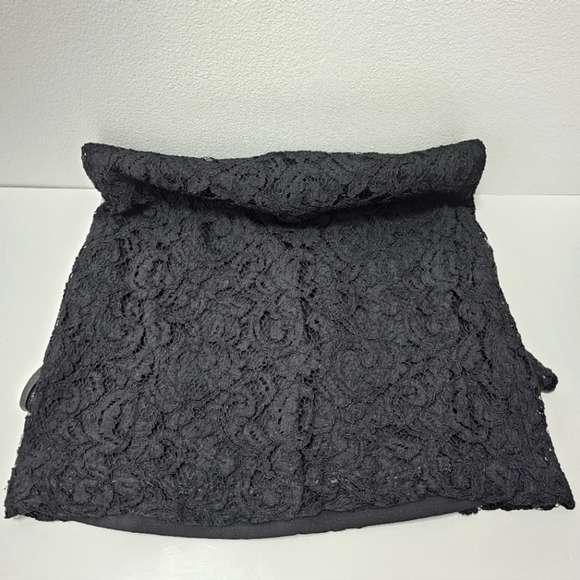 CLUB MONACO Witherbee Black Lace Crewneck Leather Trim Short Sleeve Mini Dress - Picture 10 of 16